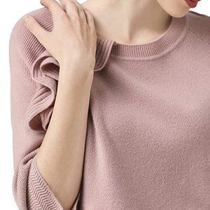 BEYOND FASHION 100% Pure Cashmere Sweater - Crew Neck Pullover Flower Design